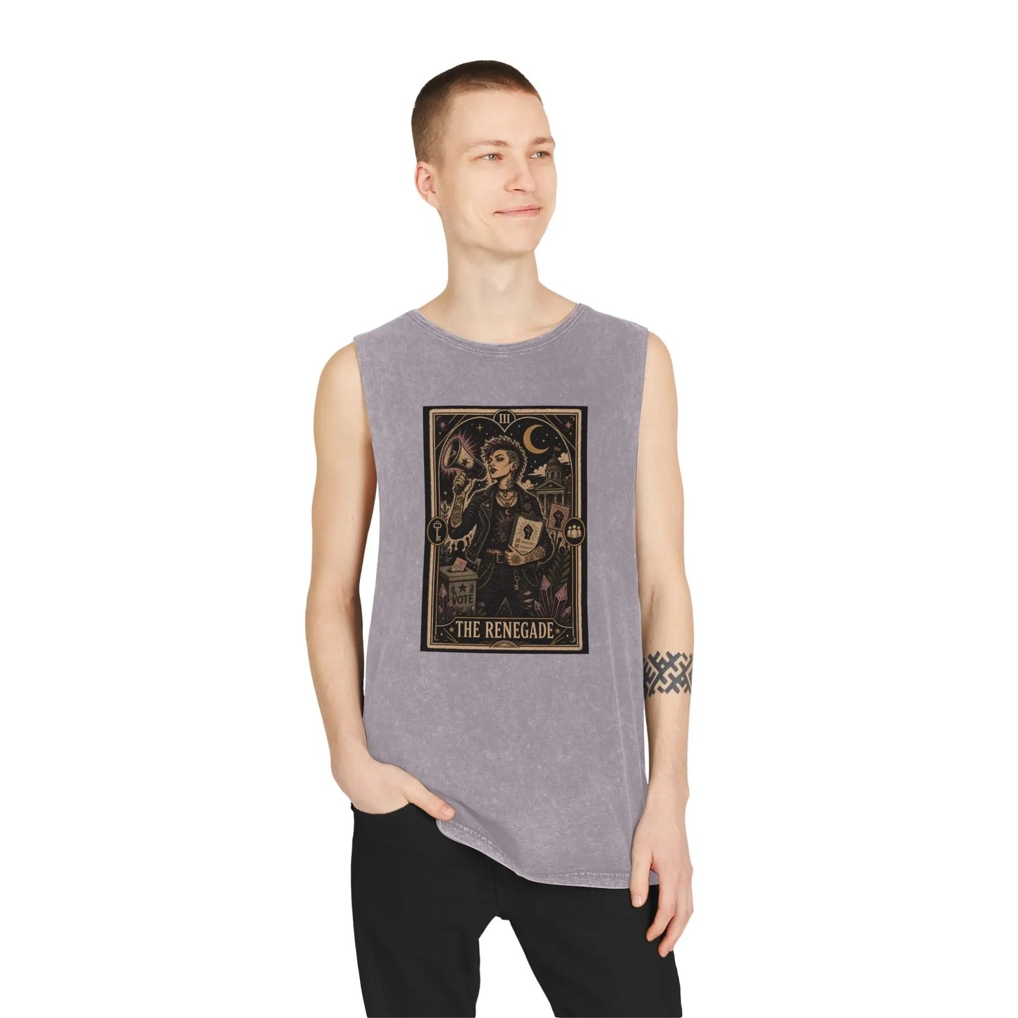 The Renegade Tarot Card Stonewashed Tank Printify