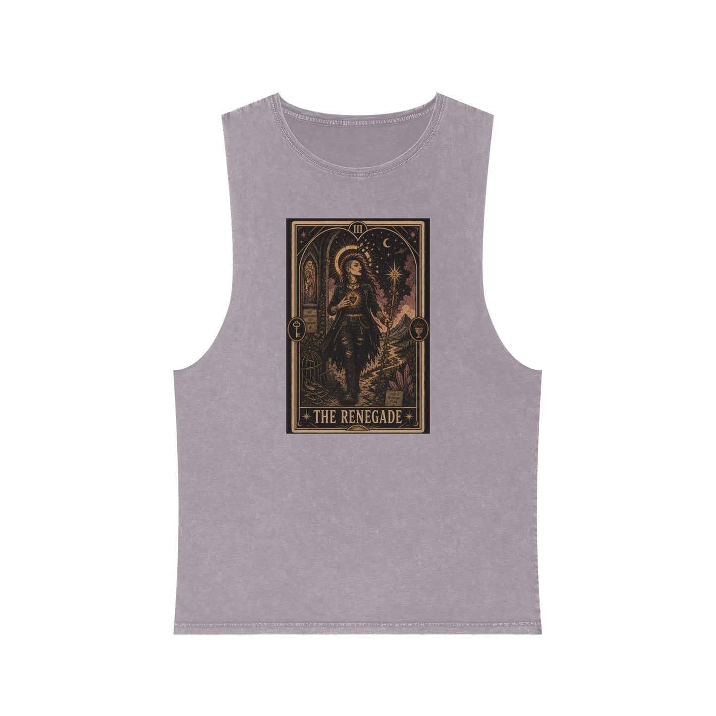 The Renegade Tarot Card: Ritual of Fearless Faith Stonewashed Tank Printify