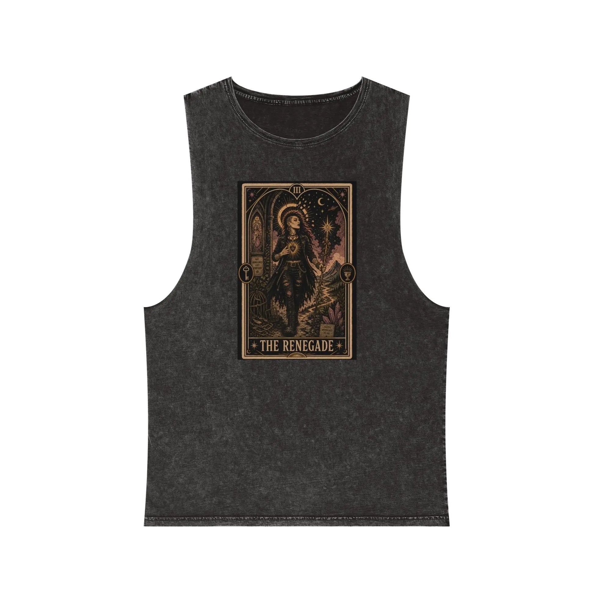 The Renegade Tarot Card: Ritual of Fearless Faith Stonewashed Tank Printify