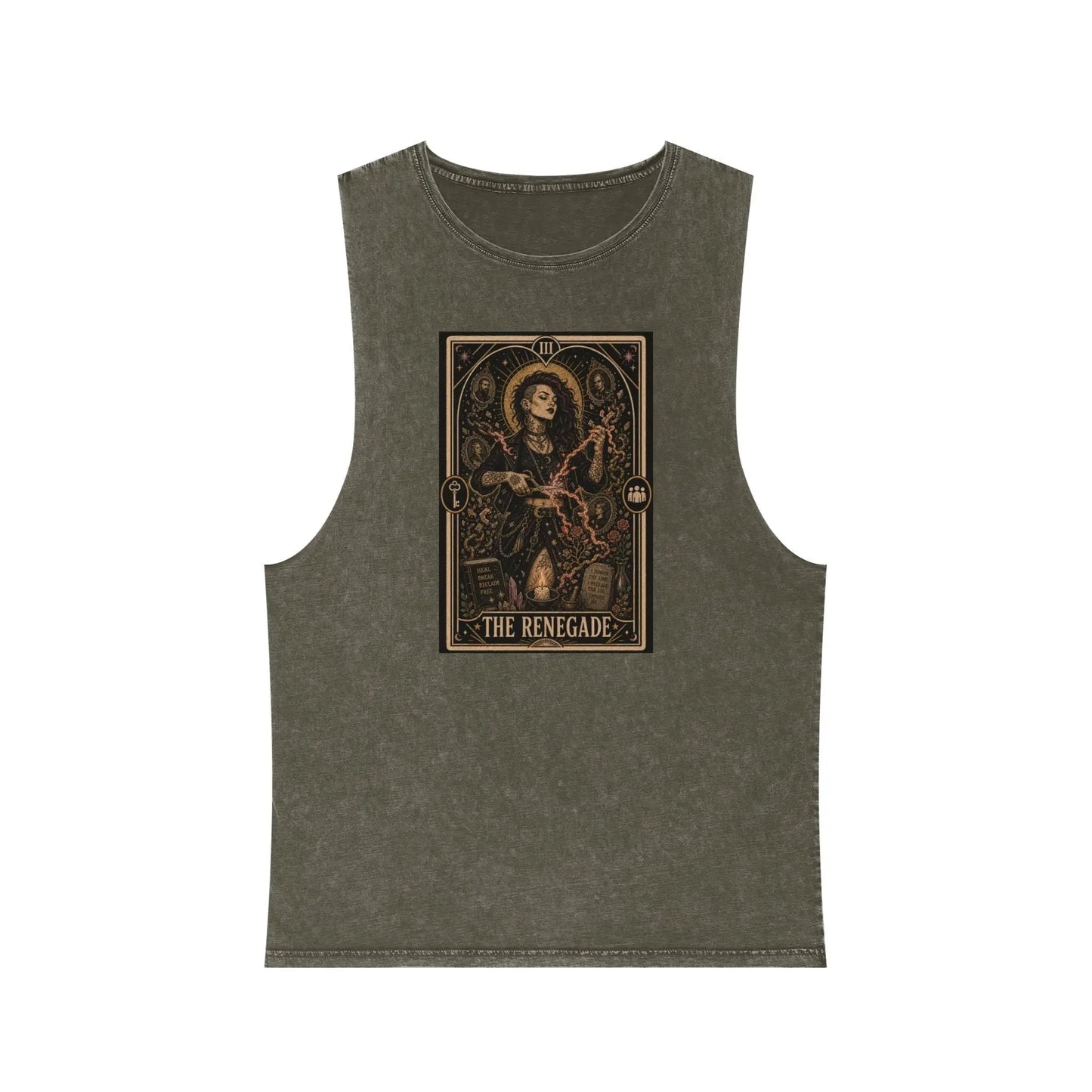 The Renegade Tarot Card: Ritual of Reclamation-Cursebreaker Stonewashed Tank Printify