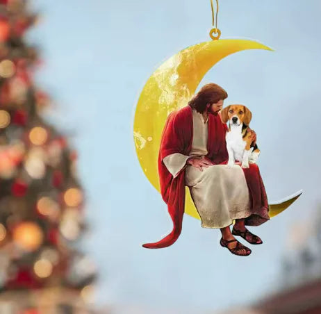 Car Pendant/Christmas ornament Moon Jesus And Dog