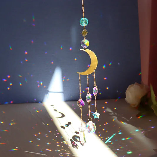 Crystal Wind Chime Moon Sun Catcher