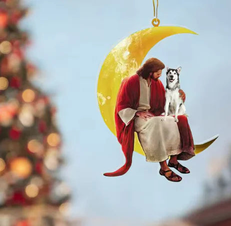 Car Pendant/Christmas ornament Moon Jesus And Dog