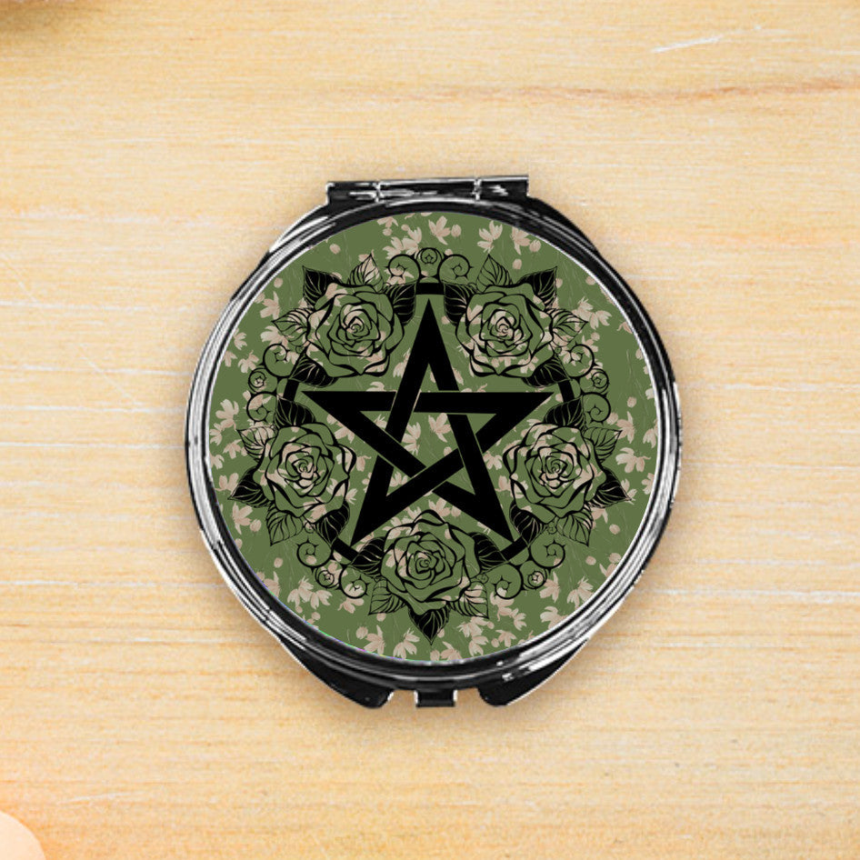 Green Witch Compact Mirror Round