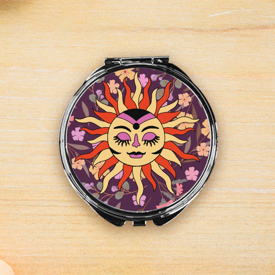 Sun Goddess Compact Mirror Round