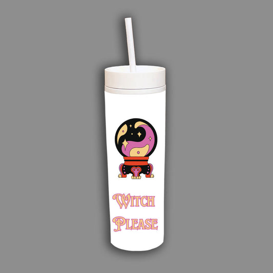 Witch Please Skinny White Tumbler