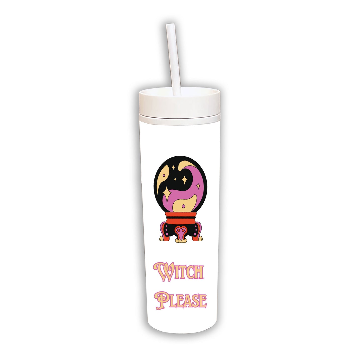 Witch Please Skinny White Tumbler